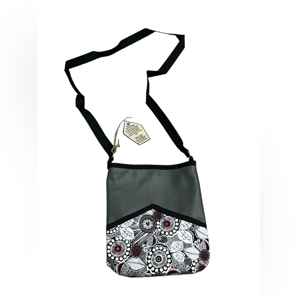 Handmade Crossbody Bag Repurposed Faux Leather and Fabric Material NWT
